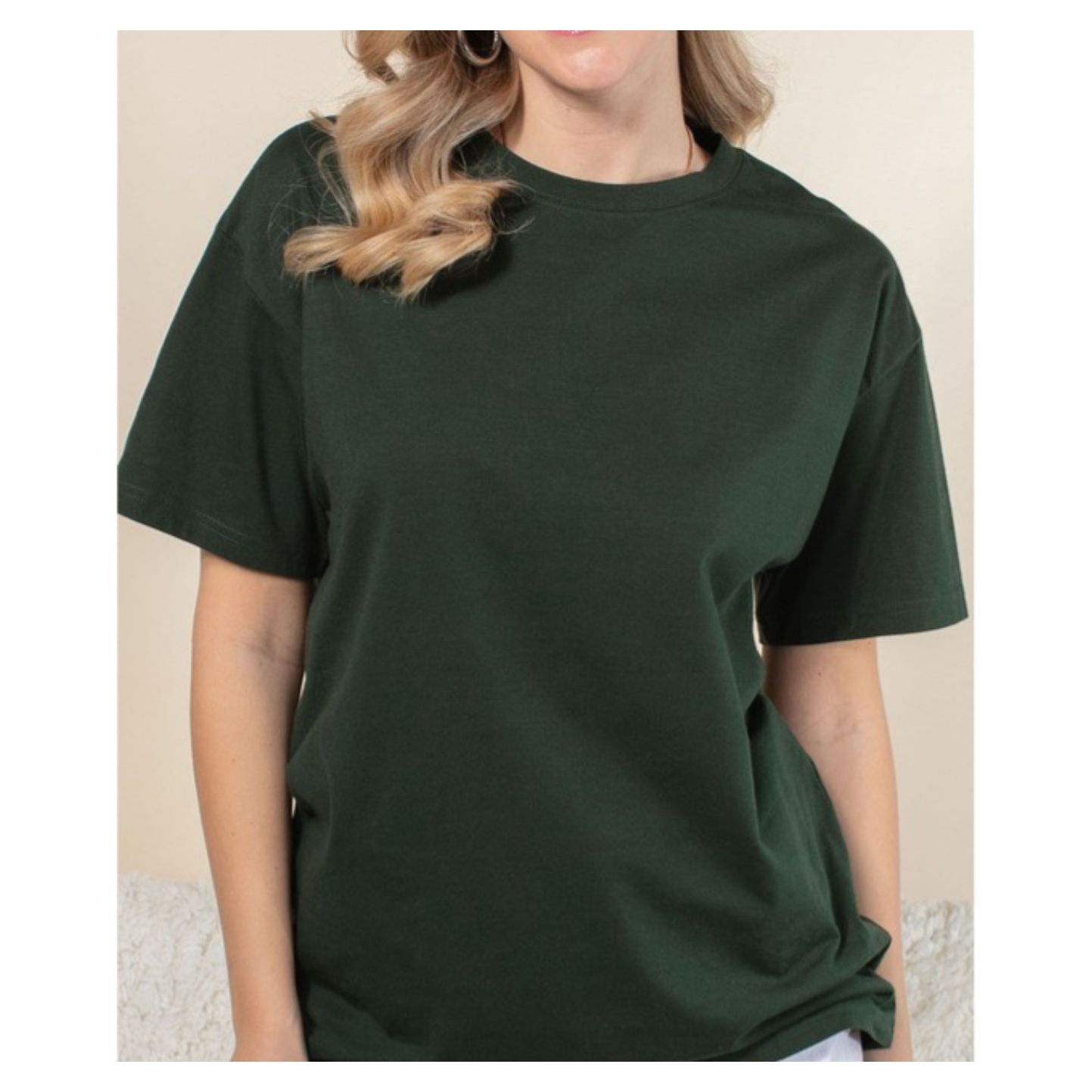 CAMISETA CUELLO REDONDO DE PUNTO BÁSICO VERDE BOSQUE