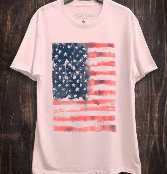 Plus American Flag Graphic tee in pink