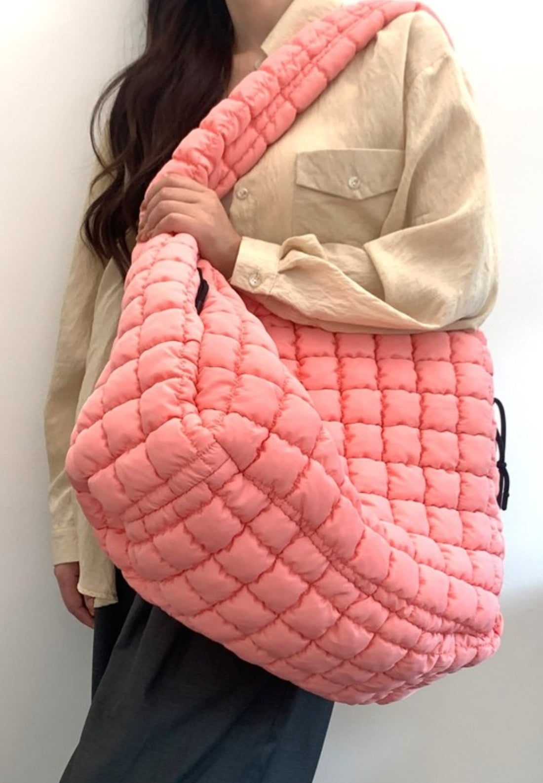 Pink Premium Oversized Quilted Bag