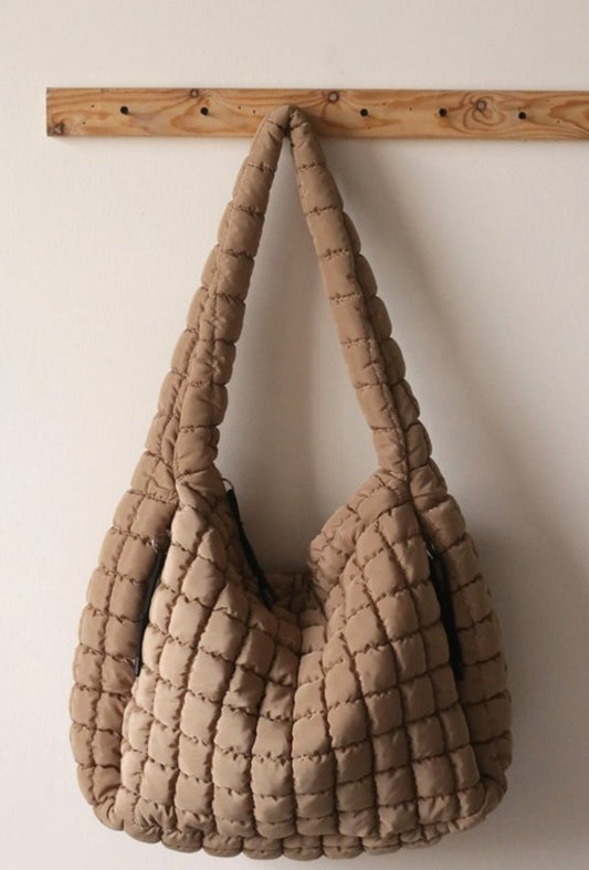 Ash mocha Premium Oversized Quilted Bag