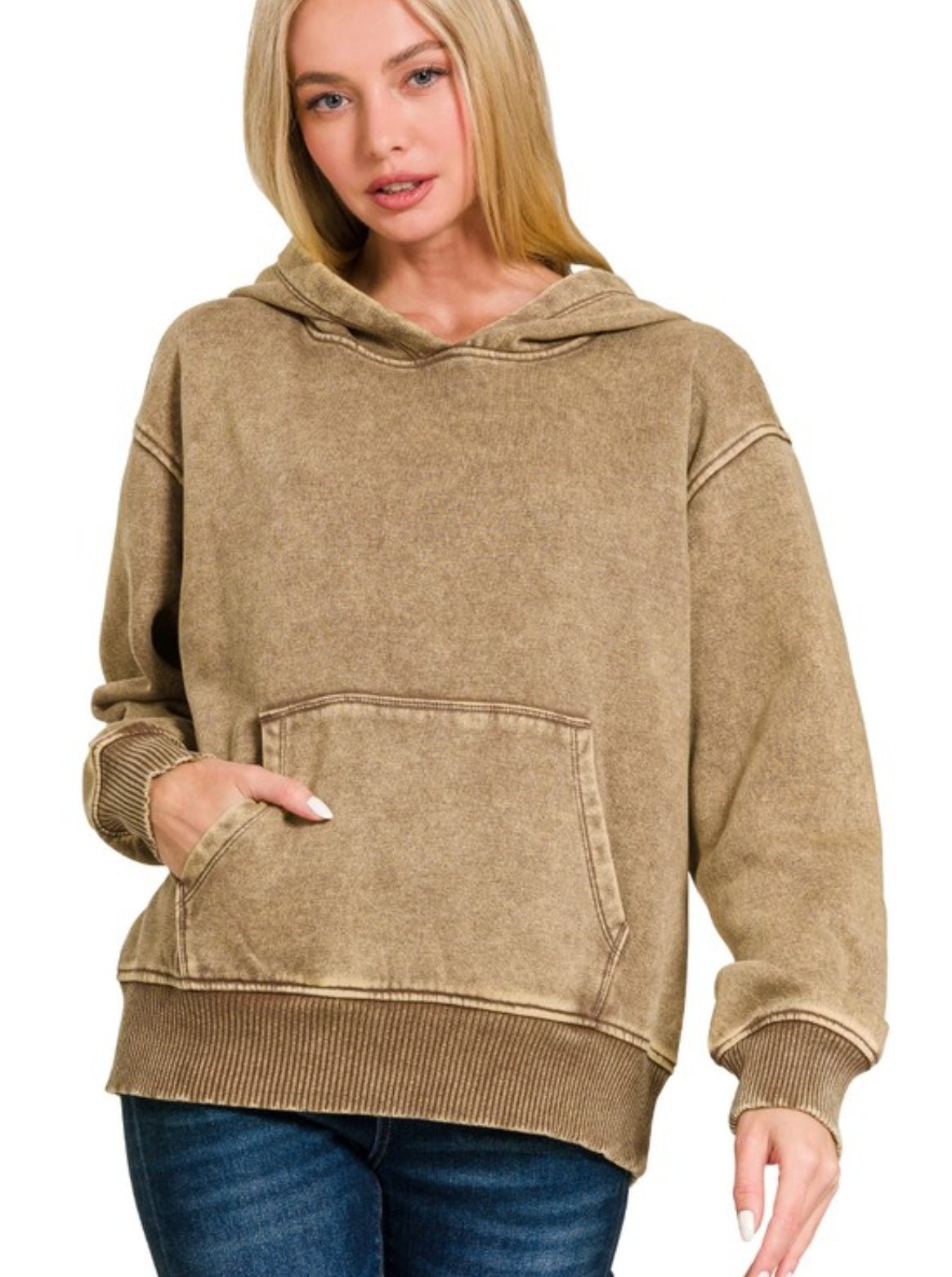 Acid Wash Fleece Lined Hoodie(multiple colors)