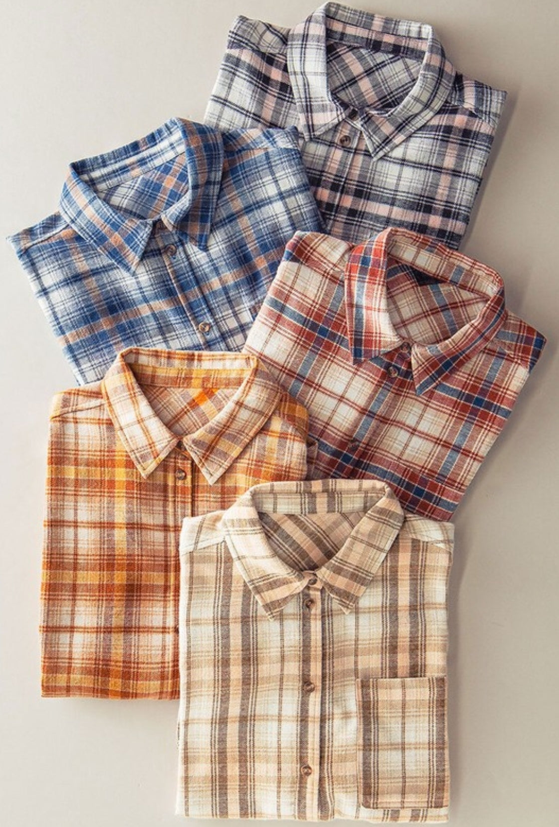 Plaid Flannel Button Down Shirt(multiple colors)