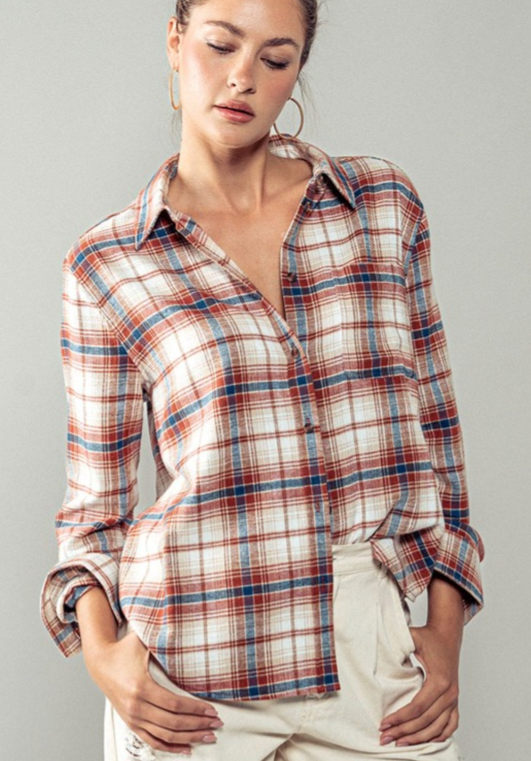 Plaid Flannel Button Down Shirt(multiple colors)