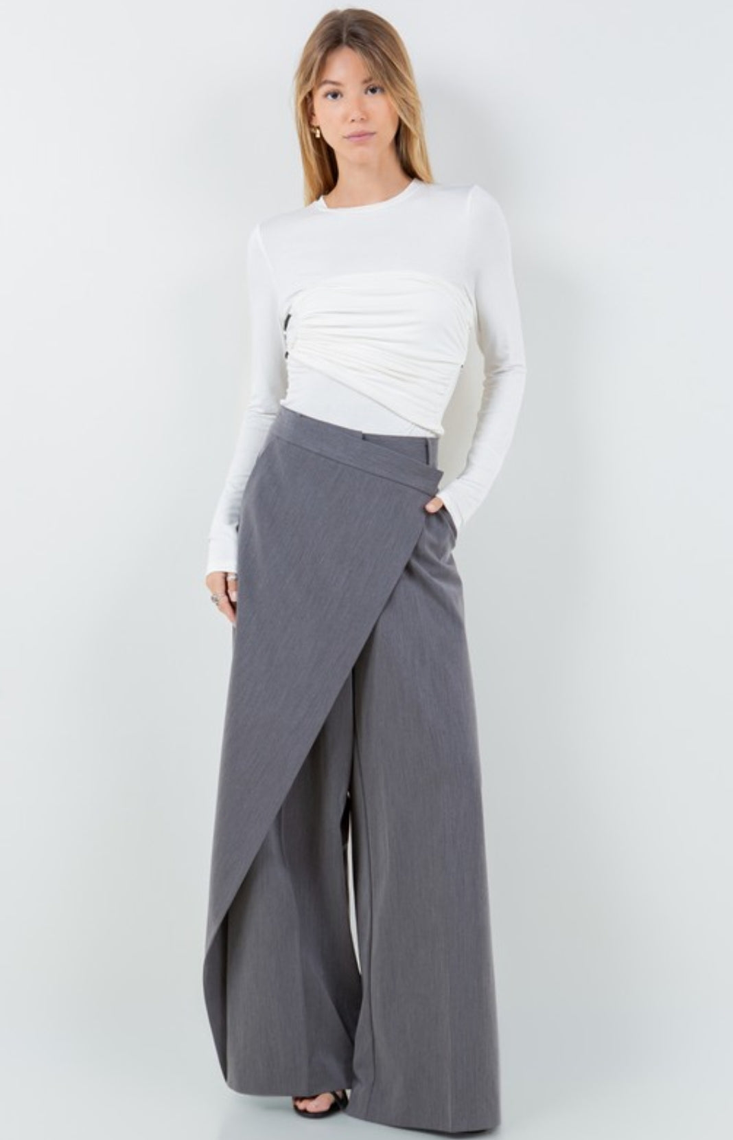 Wrap Detail Wide Leg pants(two colors)