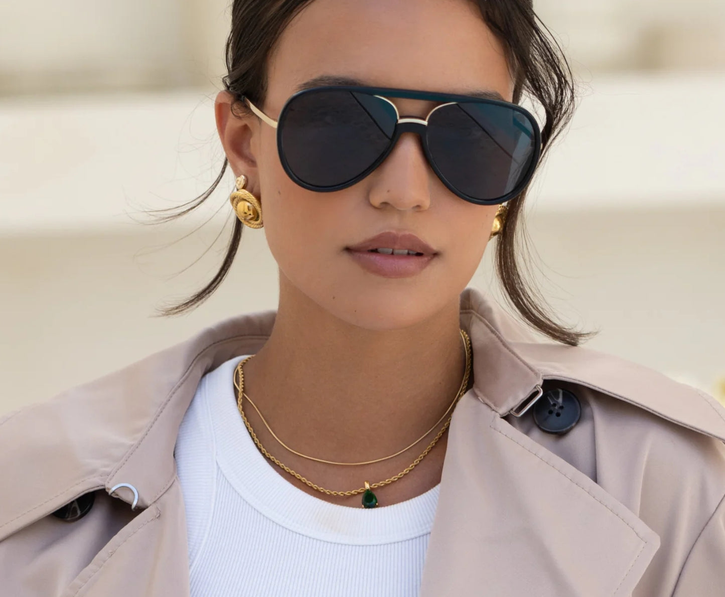 Gold Mirroed Shay Aviator Sunglasses