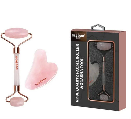 UNWIND ROSE QUARTZ STONE FACIAL ROLLER & GUA SHA