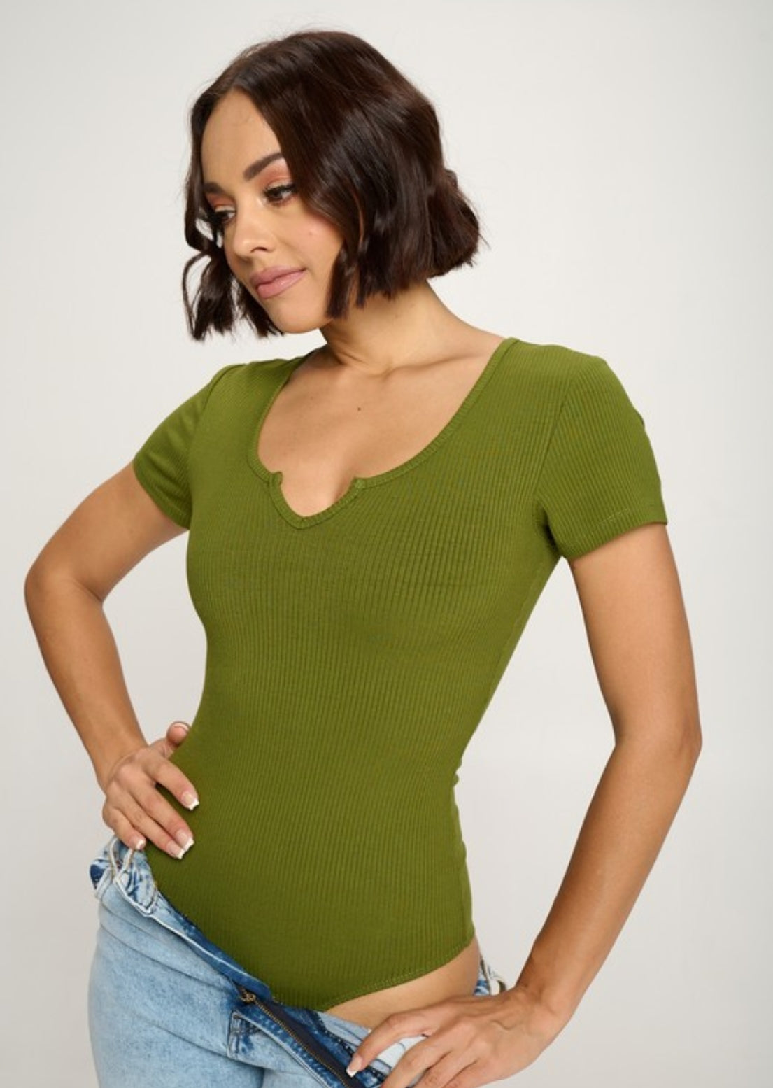 Short Sleeve Ribbed Bodysuit(several colors )