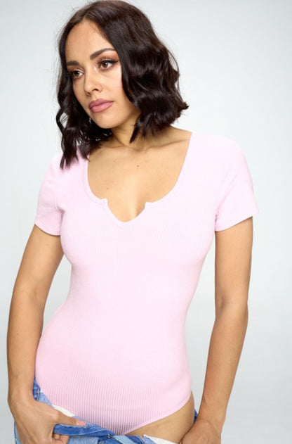 Short Sleeve Ribbed Bodysuit(several colors )