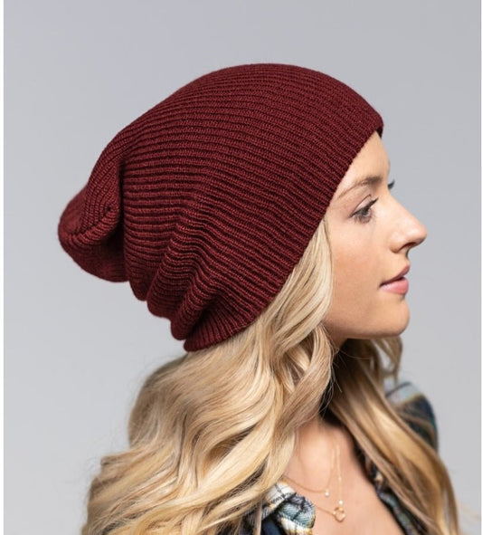 Burgundy Slouchy Knit Beanie