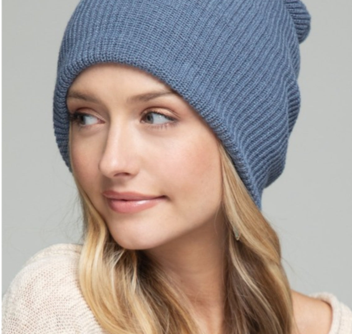 Denim Slouchy Knit Beanie