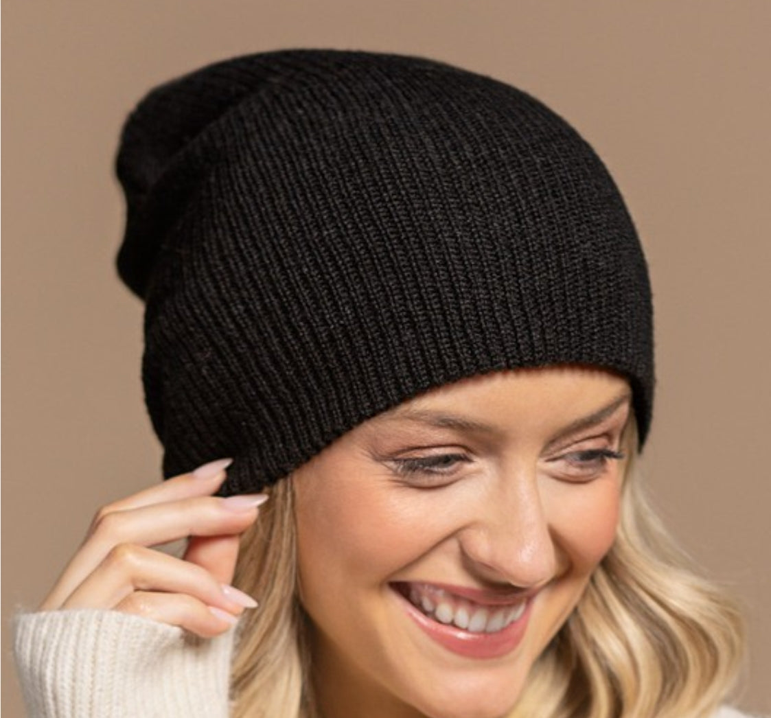 Black Slouchy Knit Beanie