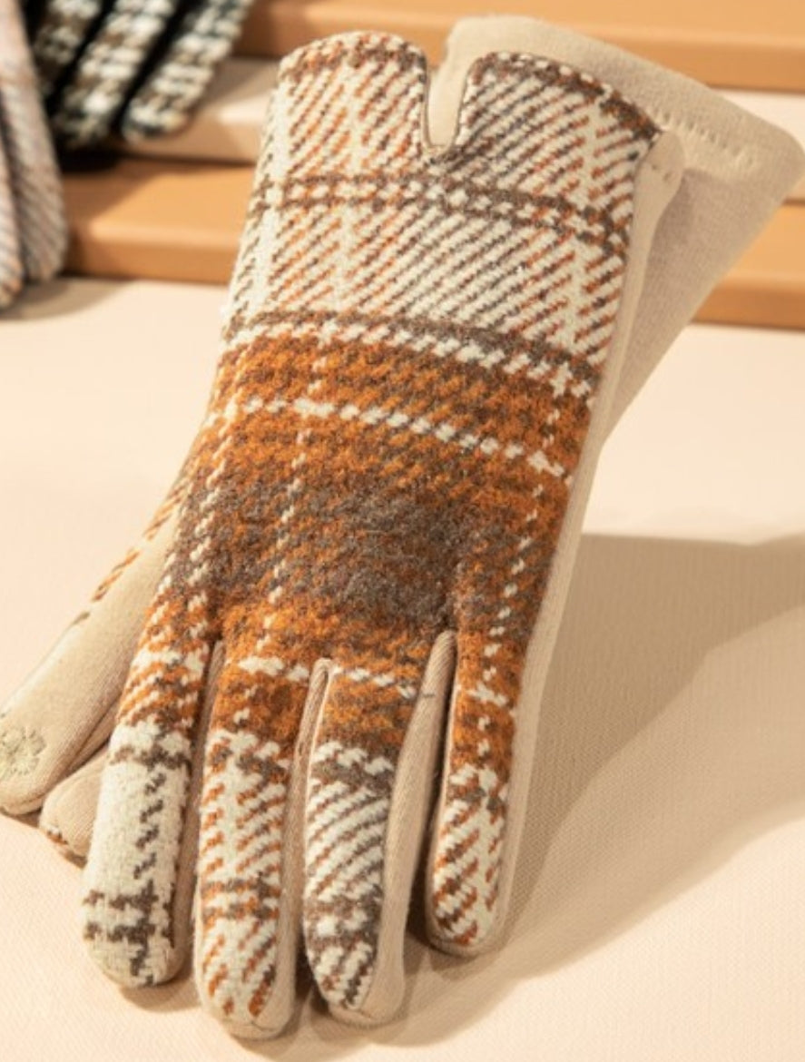 Ivory Chic plaid smart touch warm gloves