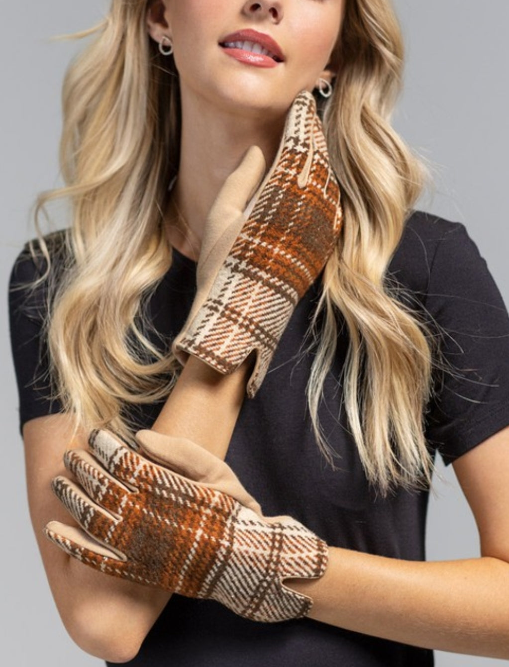 Ivory Chic plaid smart touch warm gloves