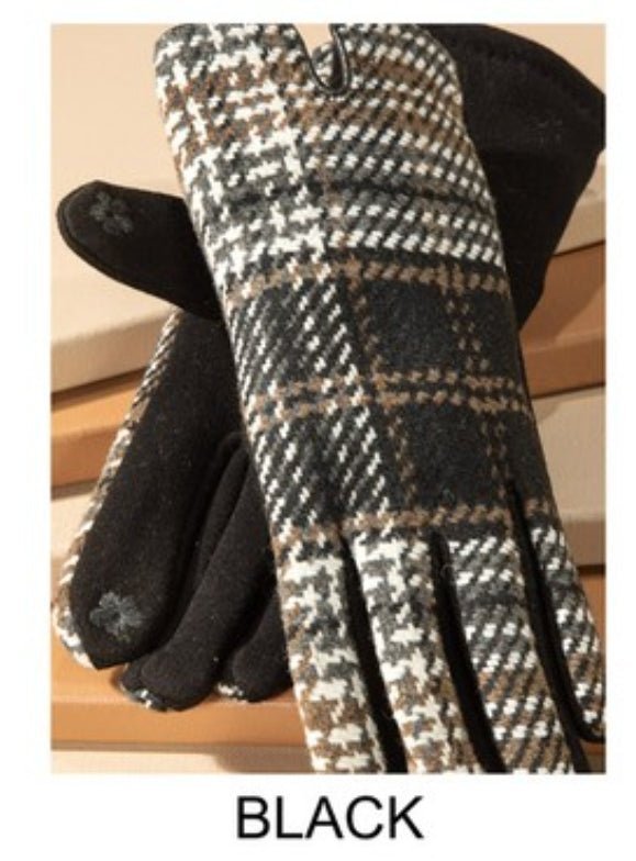 Black Chic plaid smart touch warm gloves