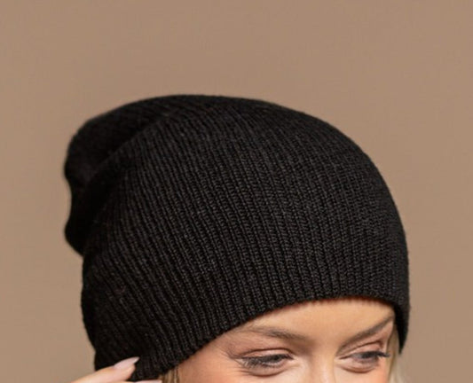 Black Slouchy Knit Beanie