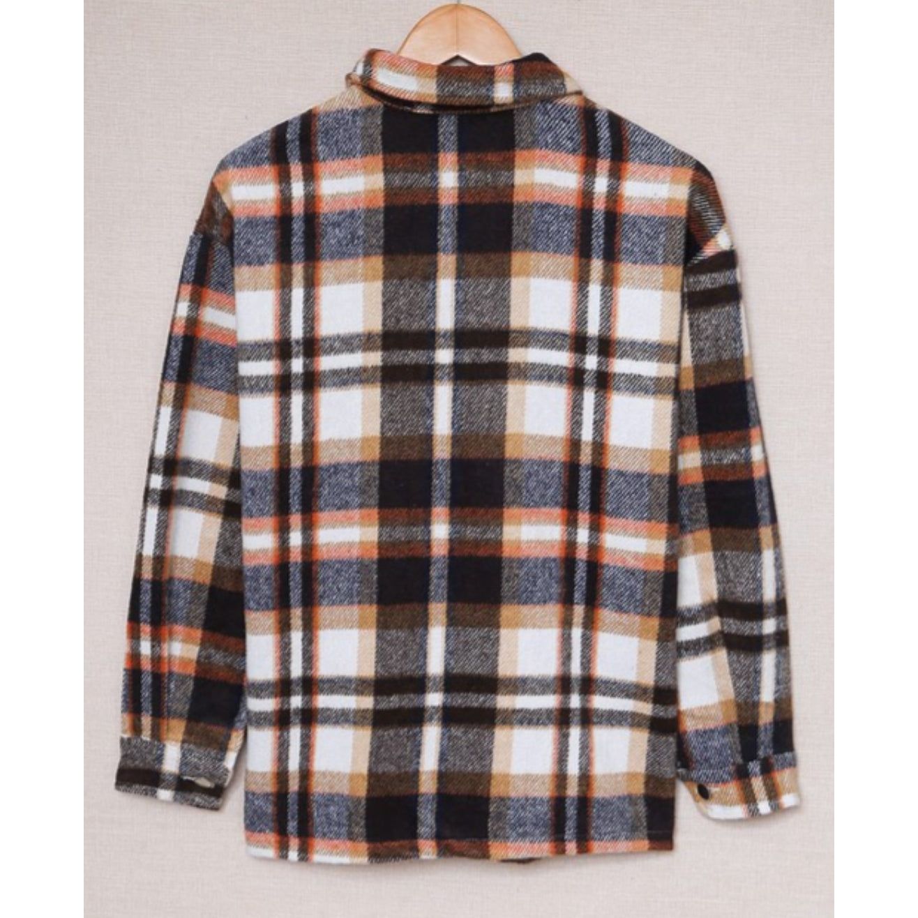 Geometric Plaid Print Pocketed Shirt