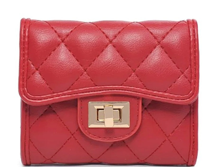 RED QUILTED ALL OVER SHANTEL WALLET