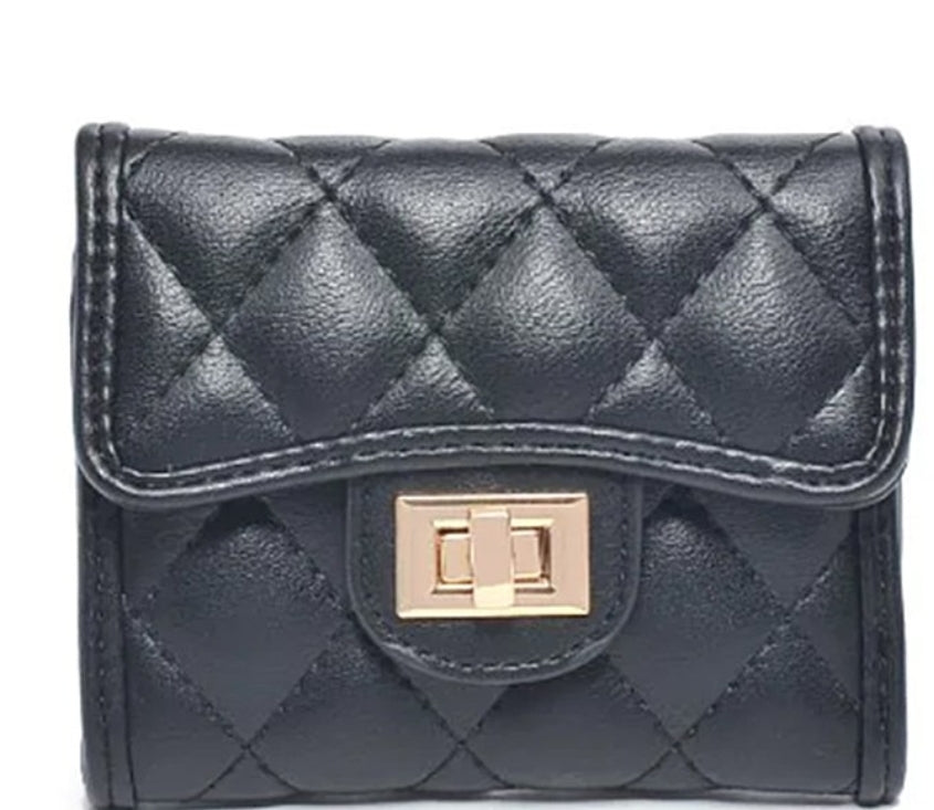 BLACK QUILTED ALL OVER SHANTEL WALLET