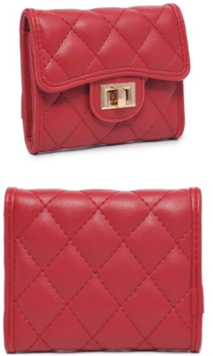 RED QUILTED ALL OVER SHANTEL WALLET