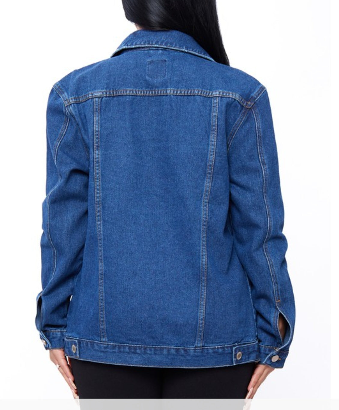 Dark Blue Boyfriend Fit Denim Jacket with pockets