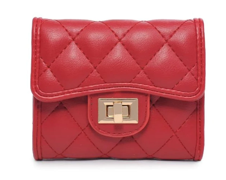 RED QUILTED ALL OVER SHANTEL WALLET