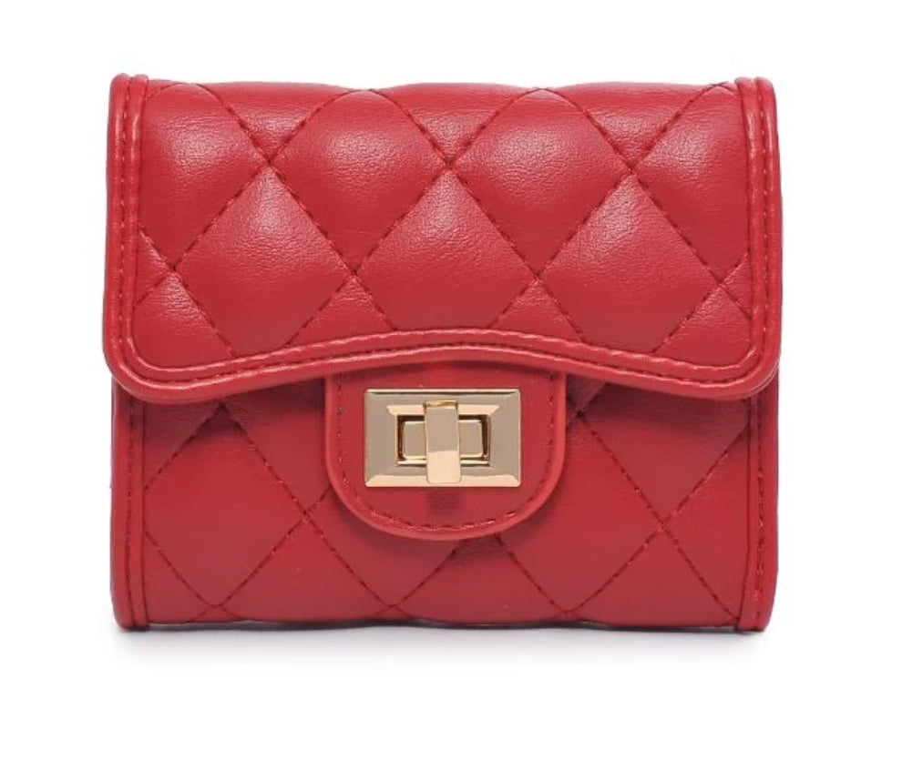 RED QUILTED ALL OVER SHANTEL WALLET