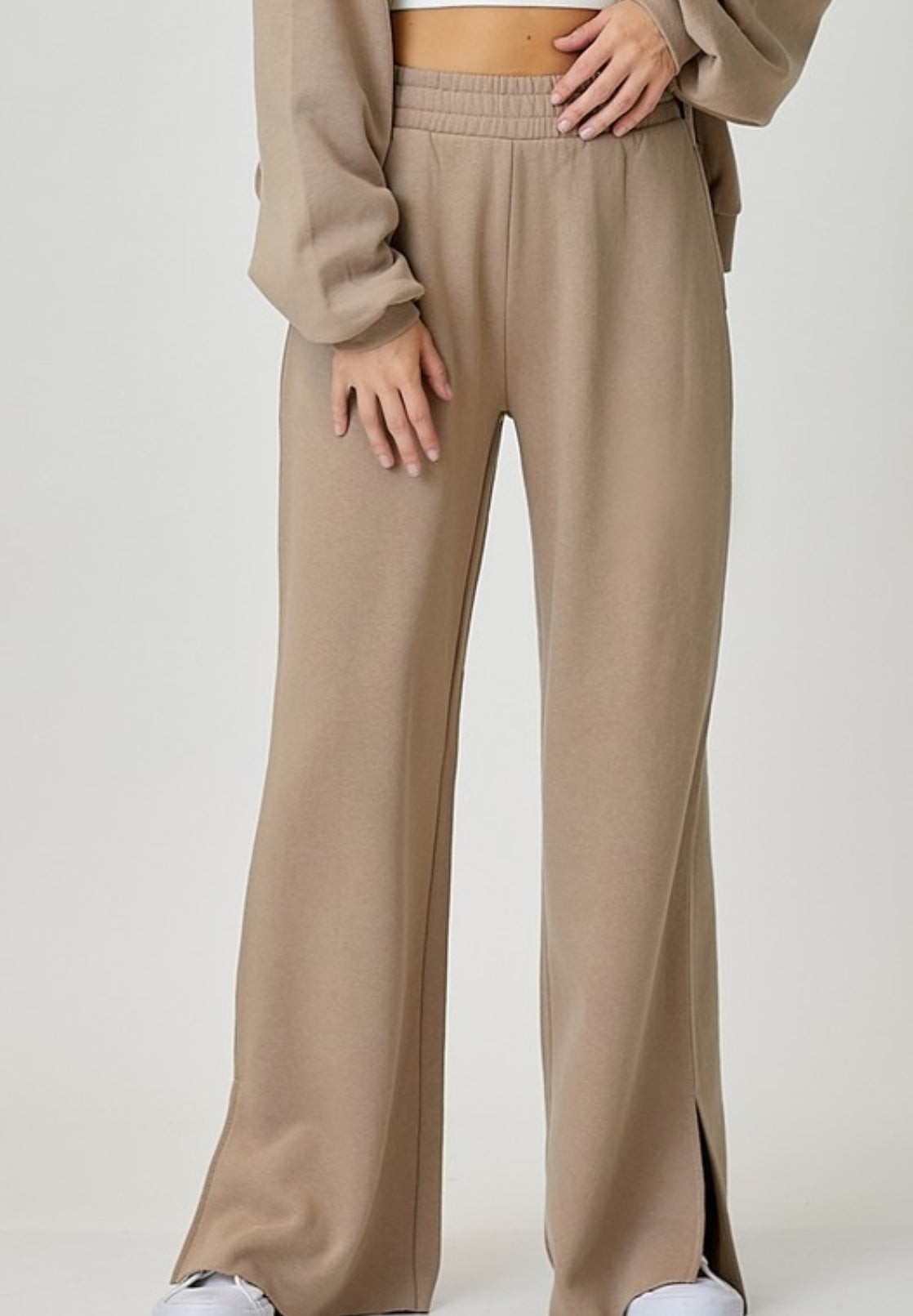 SOFT KNIT WIDE LEG WITH SLIT LOUNGE PANTS