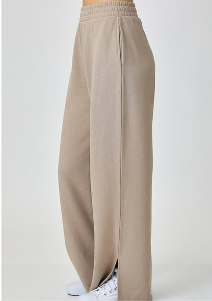 SOFT KNIT WIDE LEG WITH SLIT LOUNGE PANTS