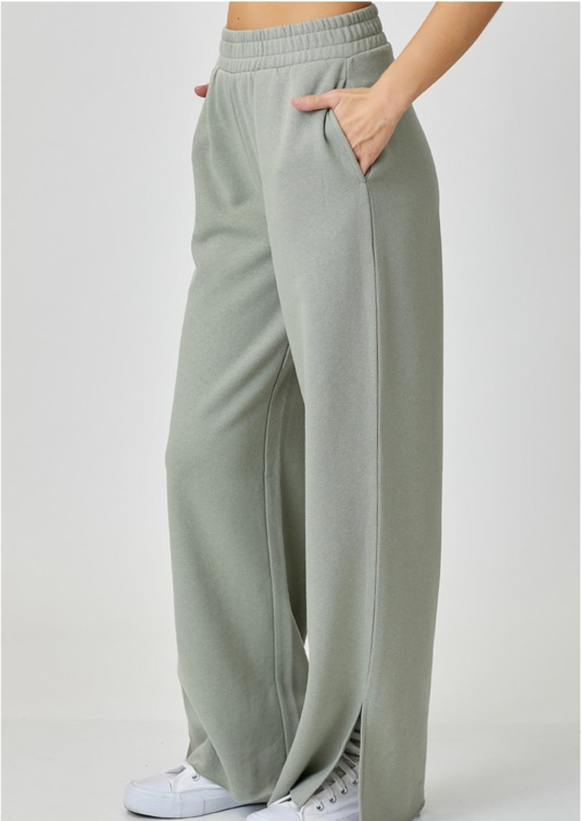 SOFT KNIT WIDE LEG WITH SLIT LOUNGE PANTS