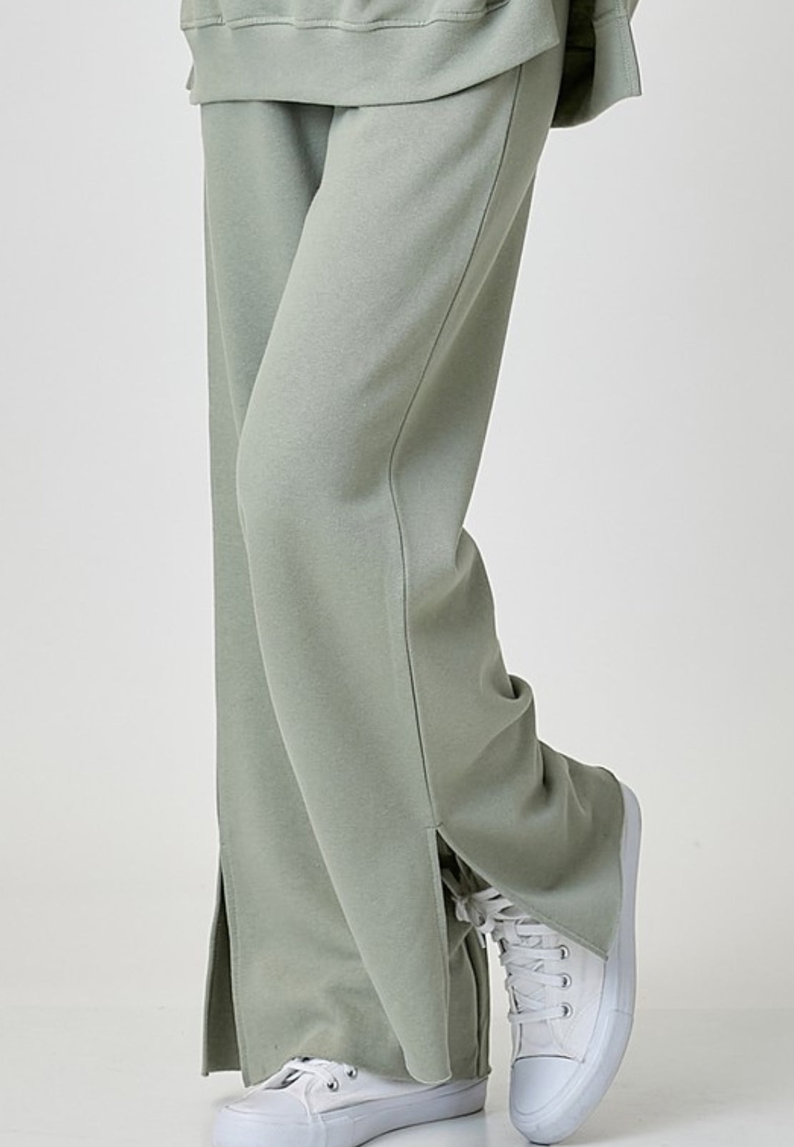 SOFT KNIT WIDE LEG WITH SLIT LOUNGE PANTS