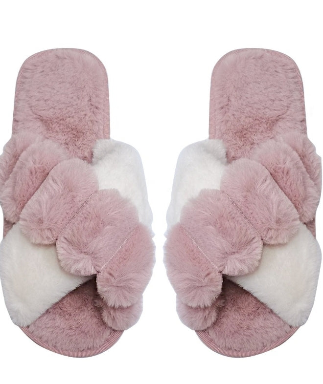 POM POM FLUFFY HOME SLIDE SLIPPERS