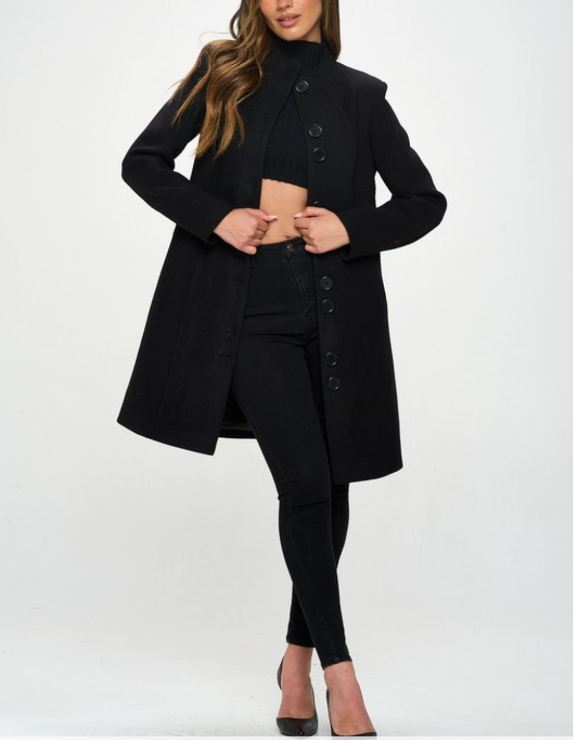 Classic Wool Button Up Coat( two colors)