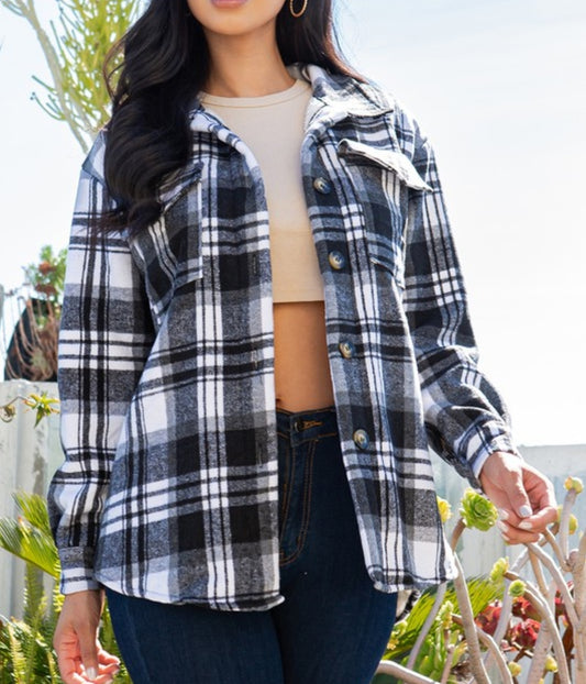 Womens Plaid Shacket Jacket