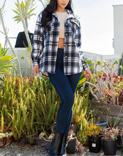 Womens Plaid Shacket Jacket