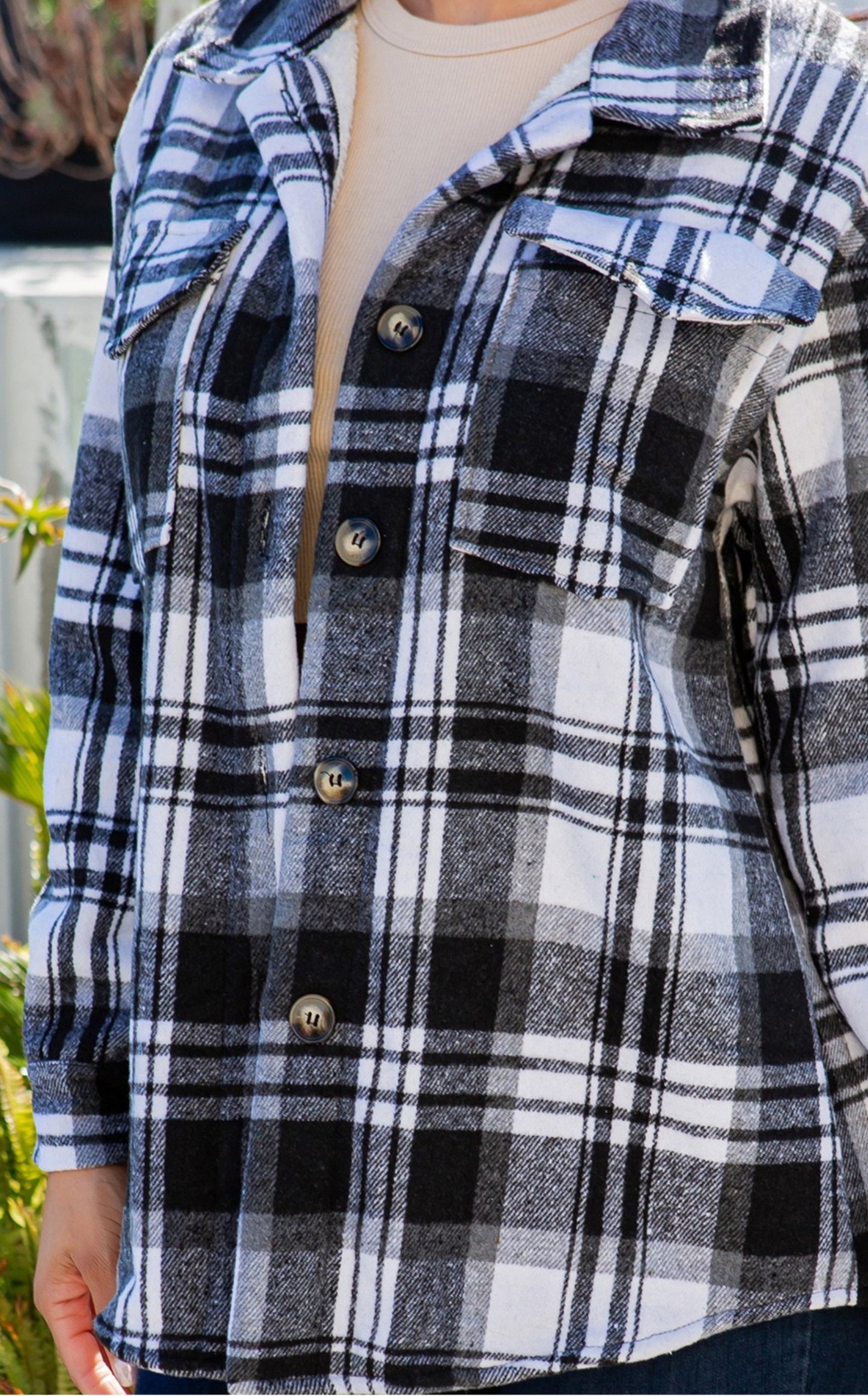 Veste shacket à carreaux pour femme