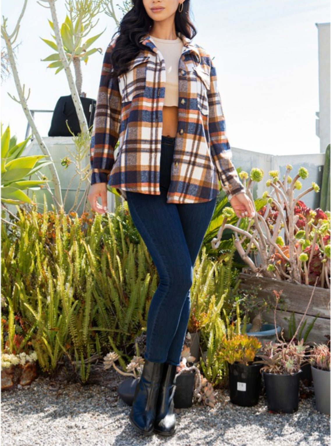 Womens Plaid Shacket Jacket