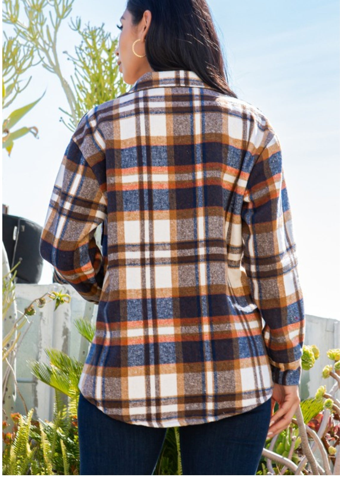 Womens Plaid Shacket Jacket