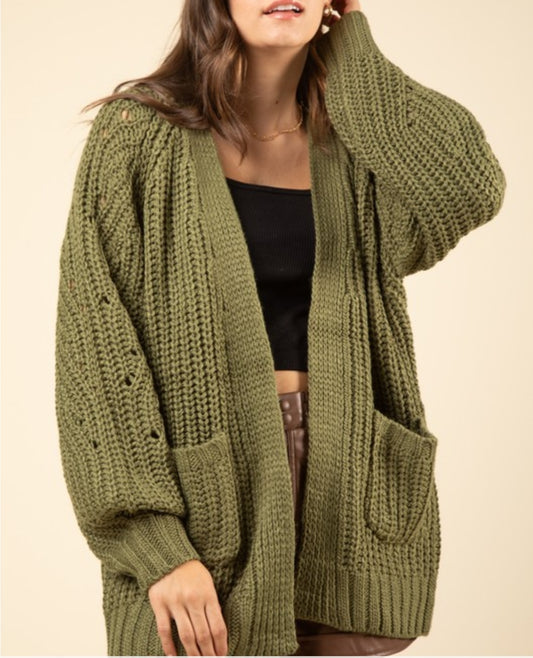 Cardigan en tricot surdimensionné à manches texturées