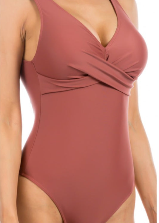 Low V one piece Swimsuit