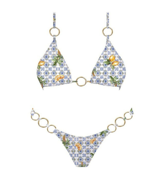 Lemon drop triangle bikini Top