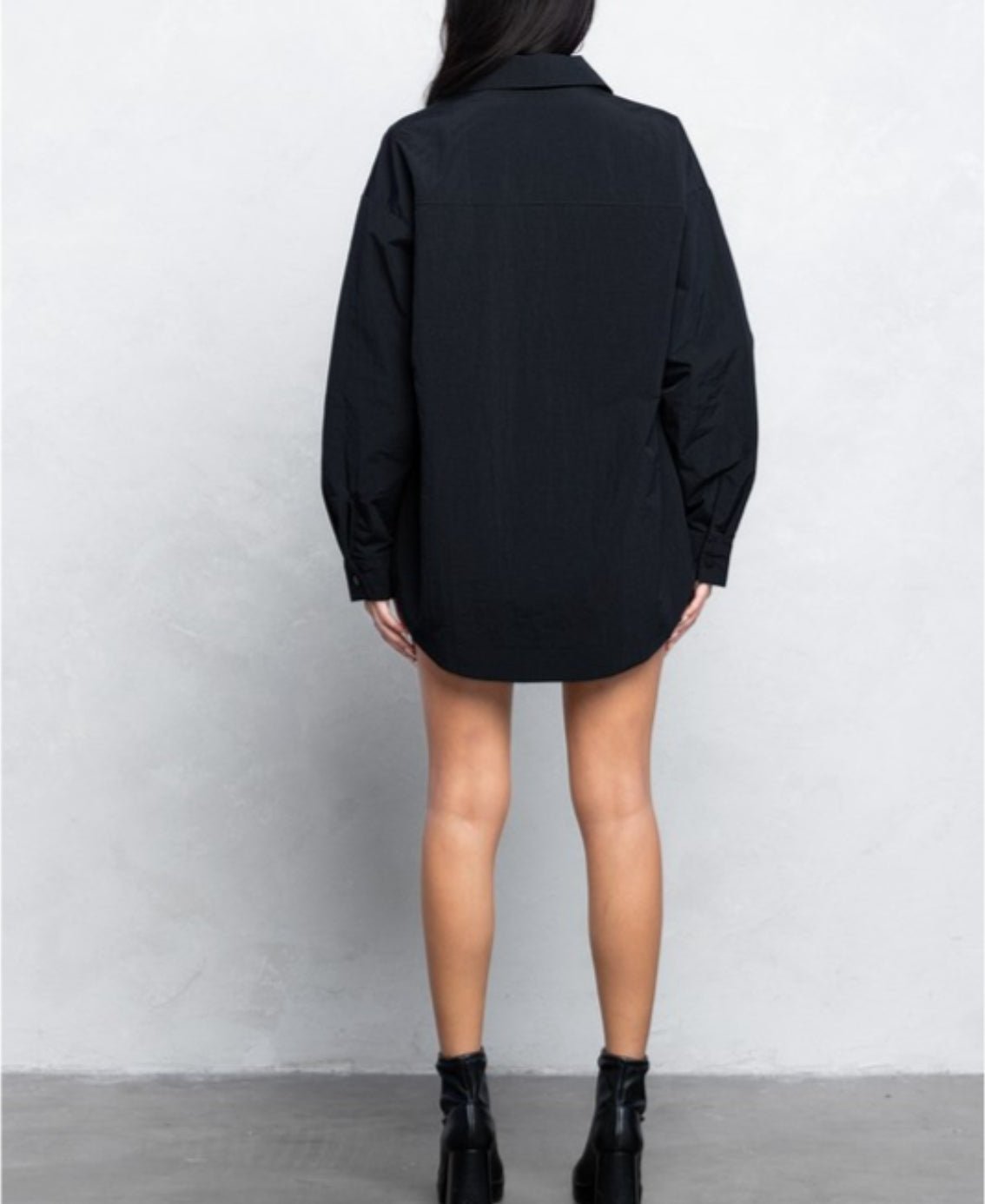 Black out  thin padded button down oversized shacket