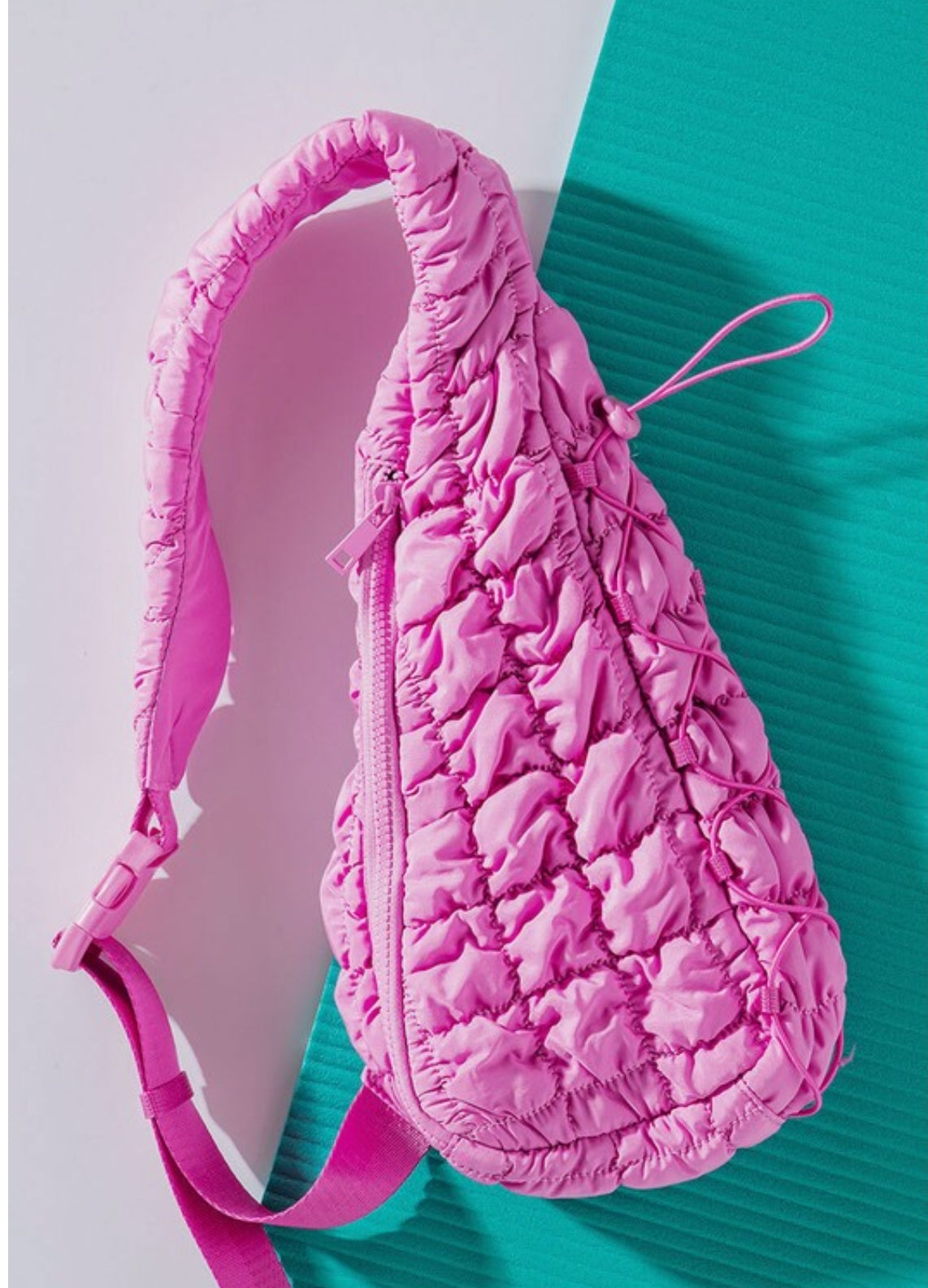 Qulited Marshmallow Drawstring Sling Bag