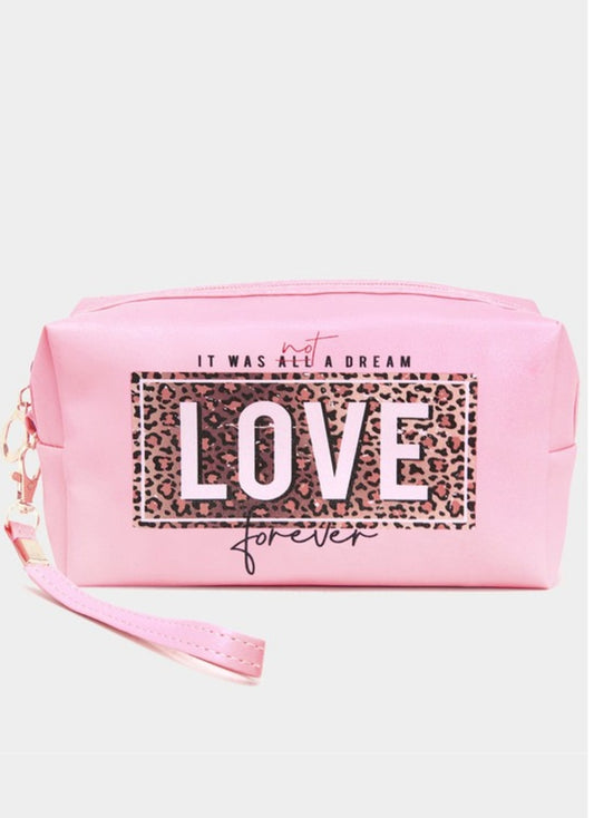 Leopard Patterned LOVE forever Message Pouch Bag