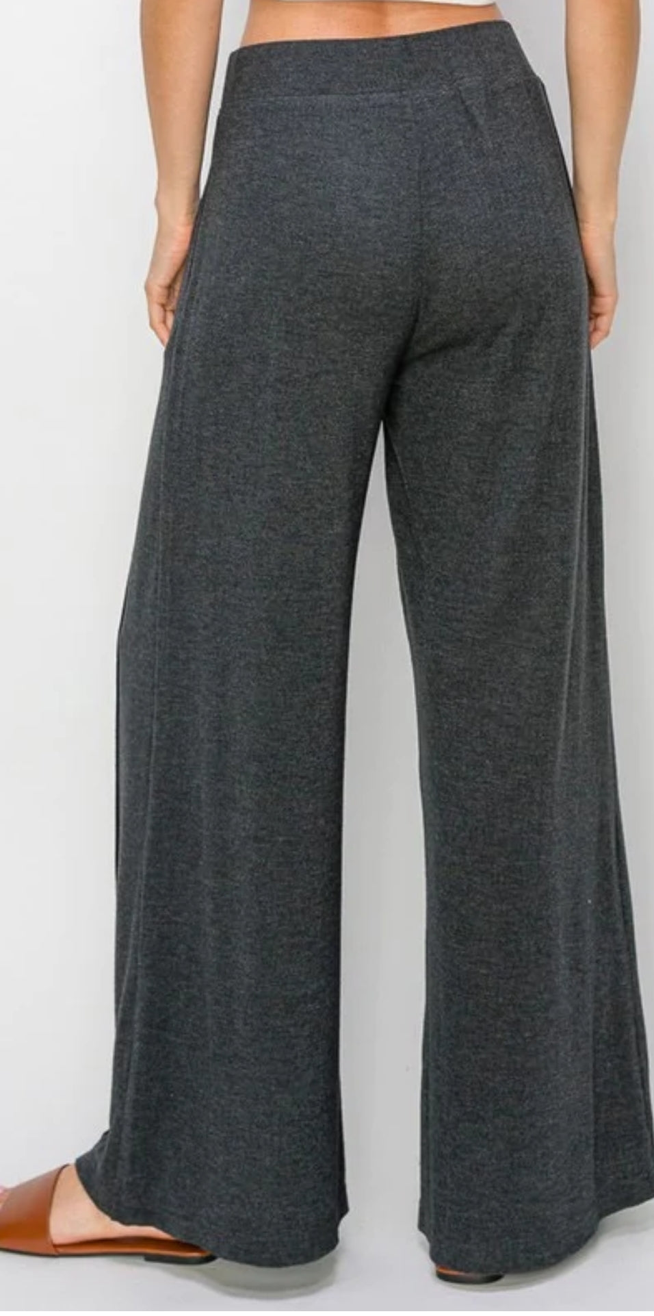 ULTRA SOFT LOUNGEWEAR WIDE PANTS IN CHARCOAL GRAY