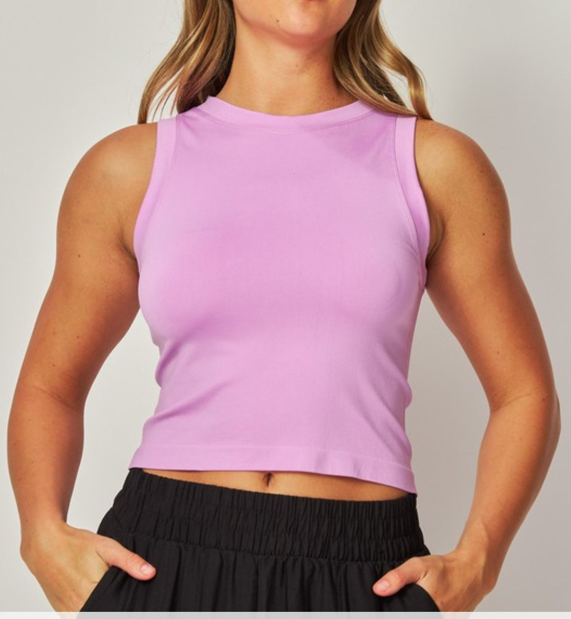 Violet basic Everyday Seamless Crew-neck Crop Top