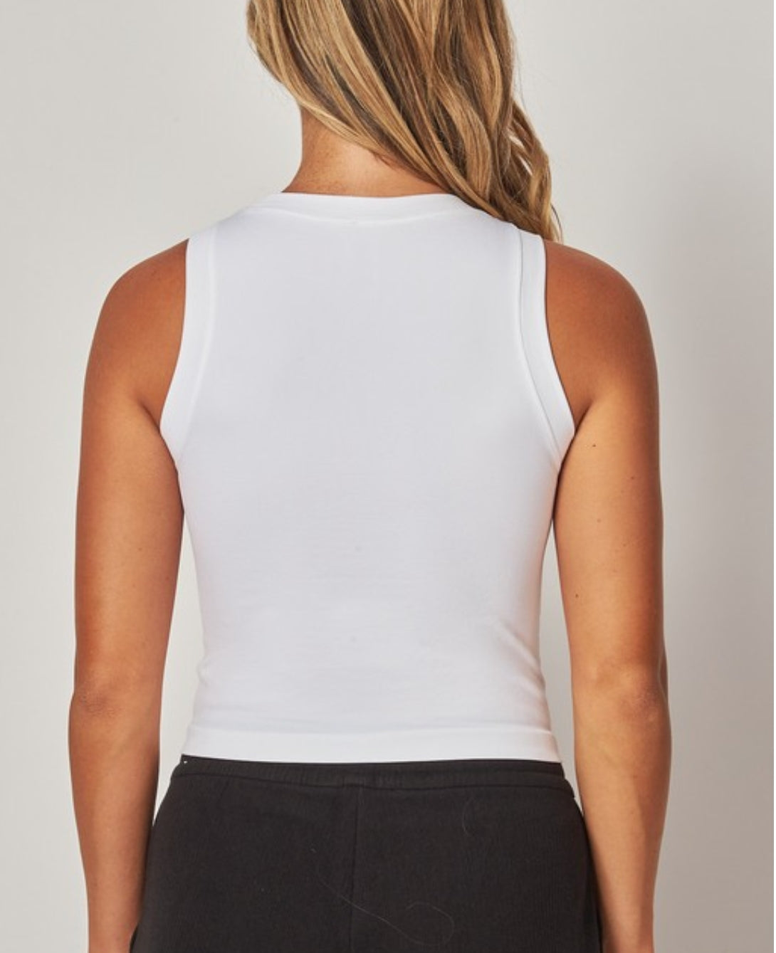 White basic Everyday Seamless Crew-neck Crop Top