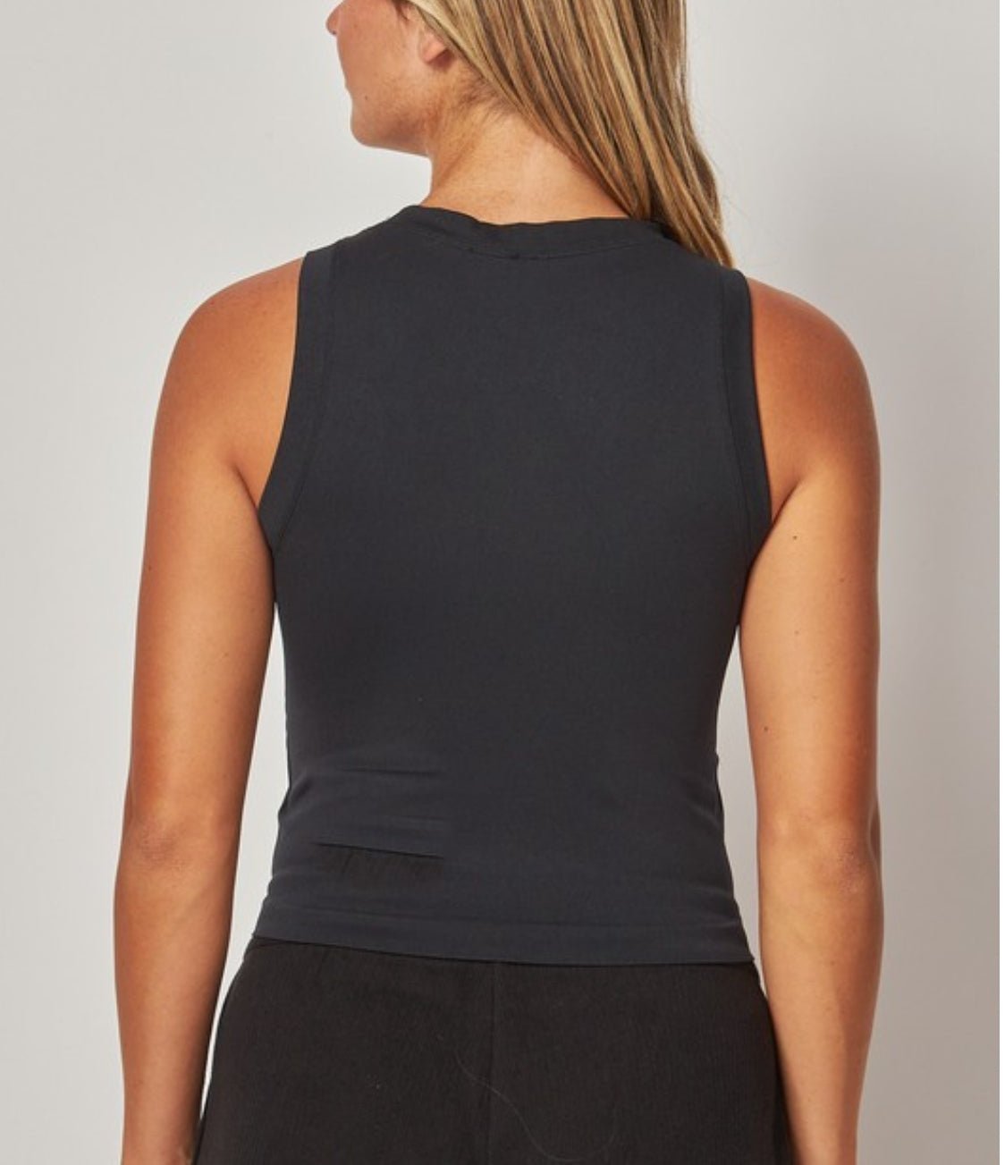 Black basic Everyday Seamless Crew-neck Crop Top