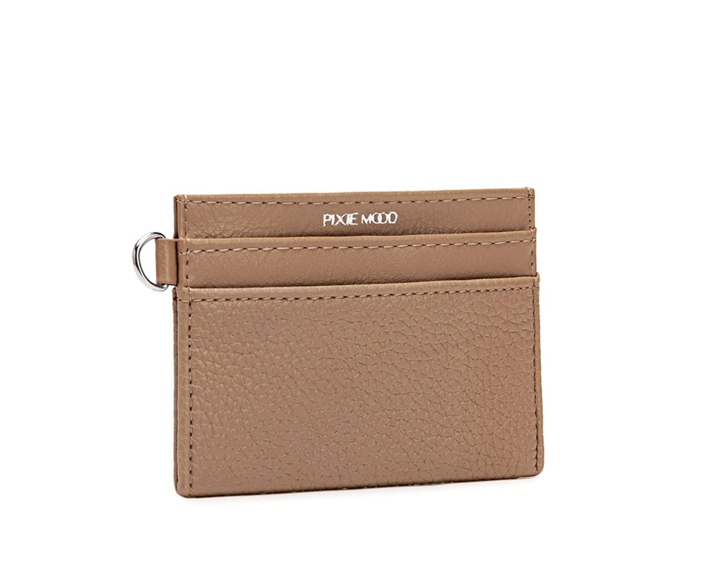 Alex Recycled Vegan Card Holder in Latte Pebbled