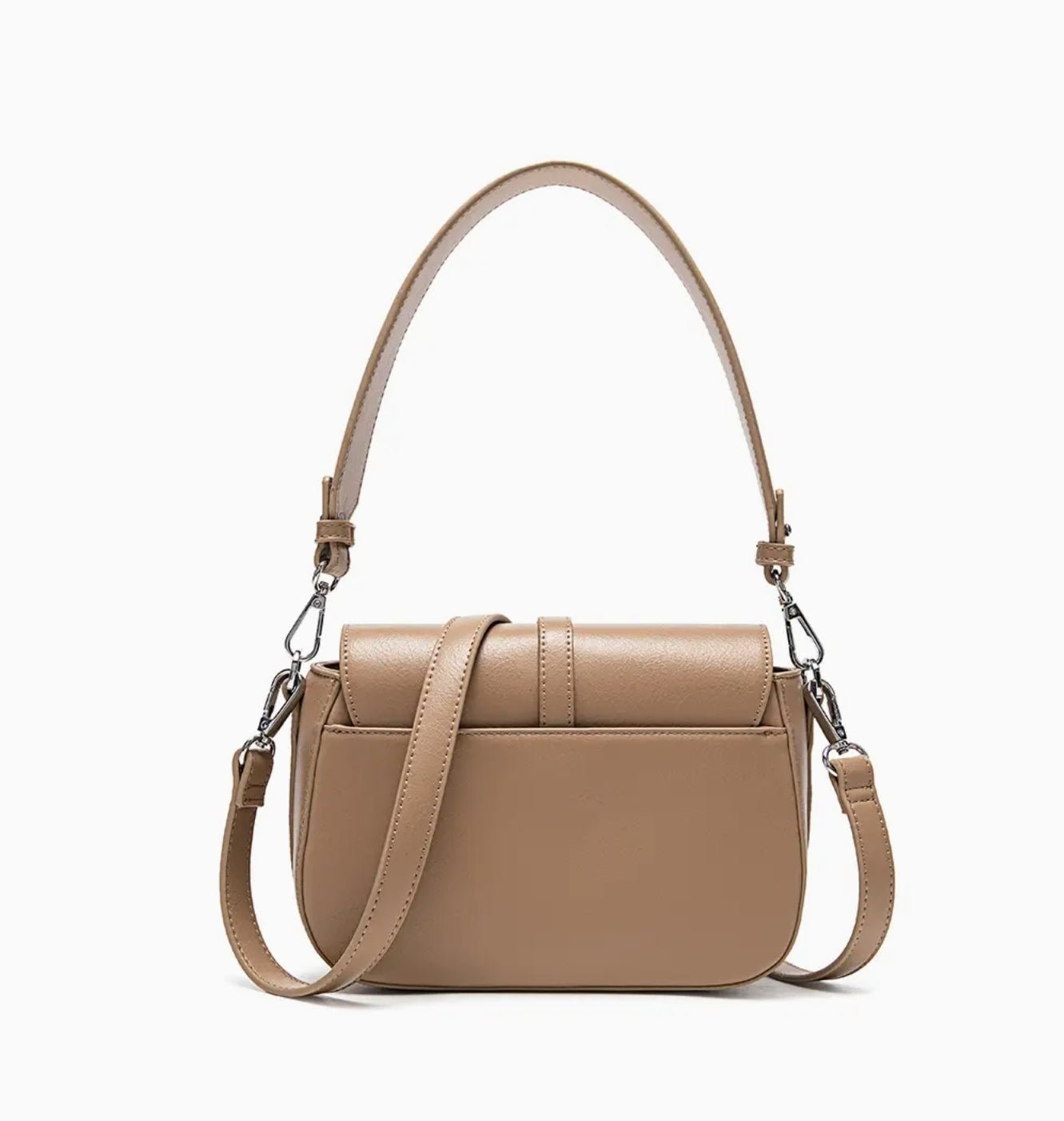 Athena Recycled Vegan Saddle Bag in Latte