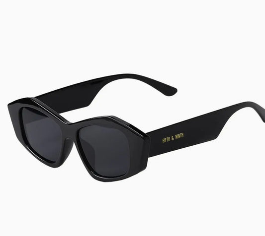 Zaria Black Geometric Sunglasseswith Chunky temple